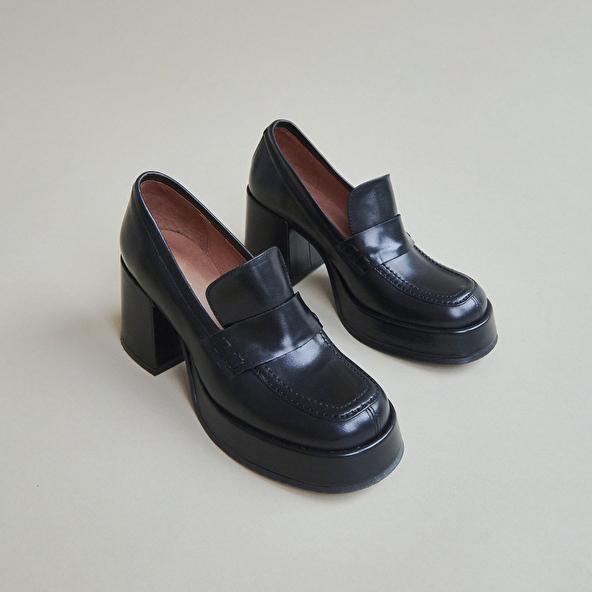 jonak Platform loafers in black leather BRAD