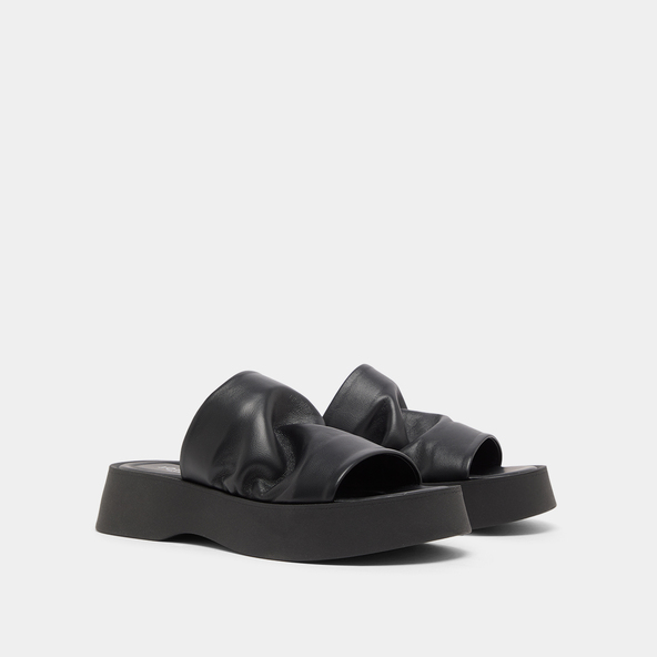 Jonak Platform Mules In Black Leather ERNEST