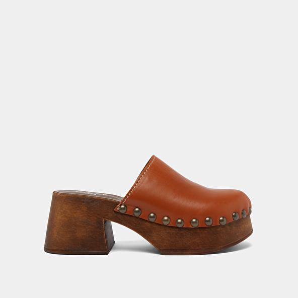 Jonak Platform Mules In Cognac Leather ELLIOT