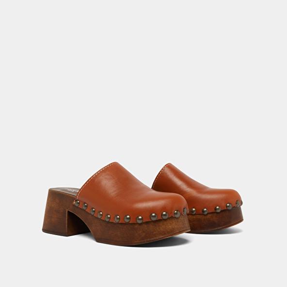 Jonak Platform Mules In Cognac Leather ELLIOT