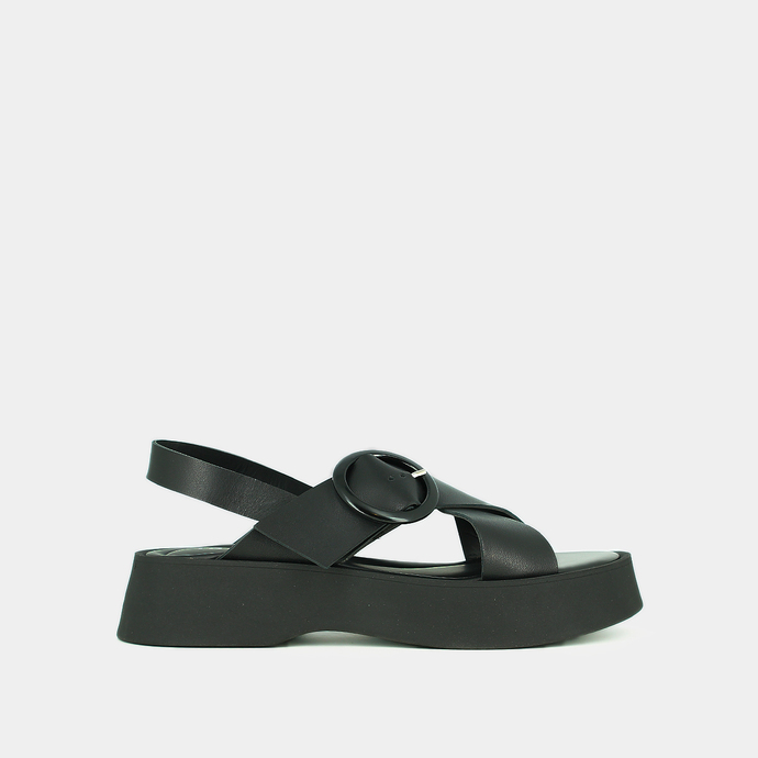 jonak Platform sandals in black leather EMILIA