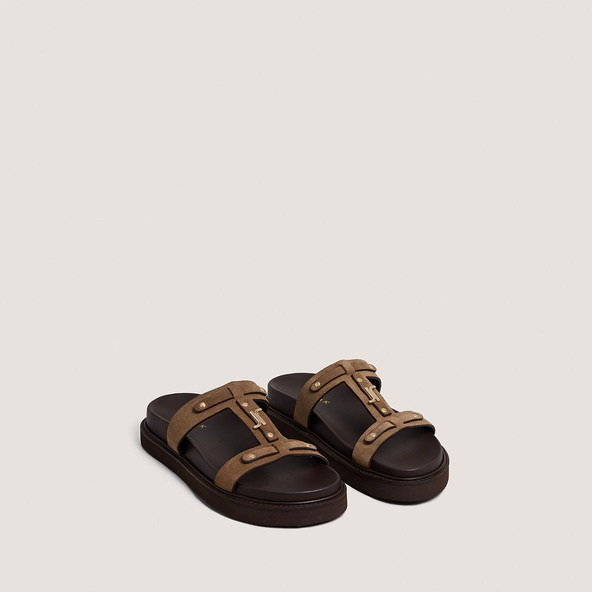 Jonak Platform Sandals In Taupe Suede