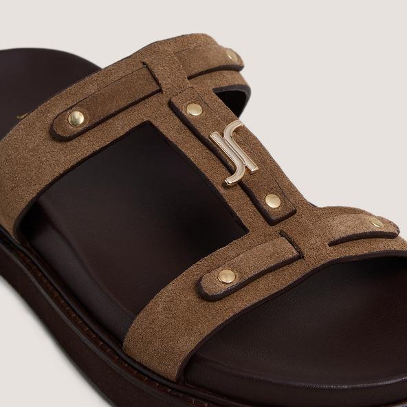 Jonak Platform Sandals In Taupe Suede