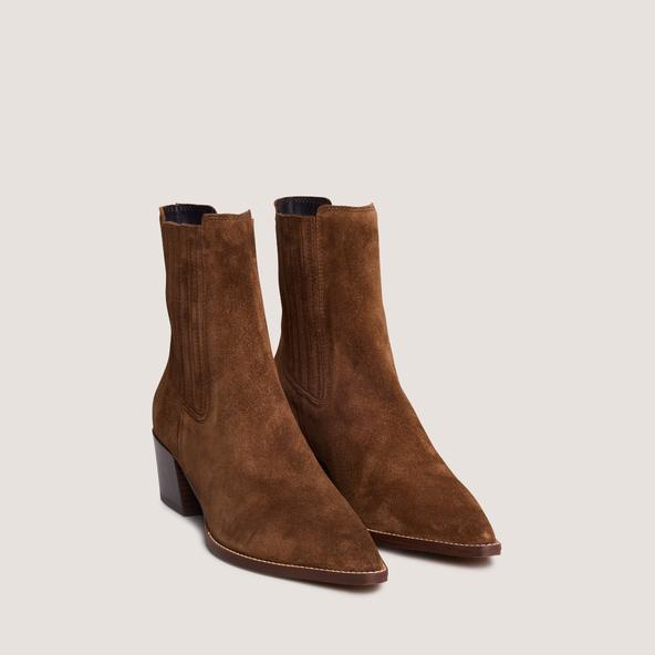 Jonak Pointed-toe Boots In Cognac Suede PRADO