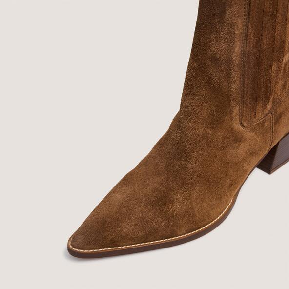 Jonak Pointed-toe Boots In Cognac Suede PRADO