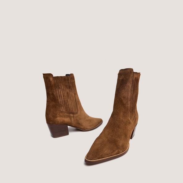 Jonak Pointed-toe Boots In Cognac Suede PRADO
