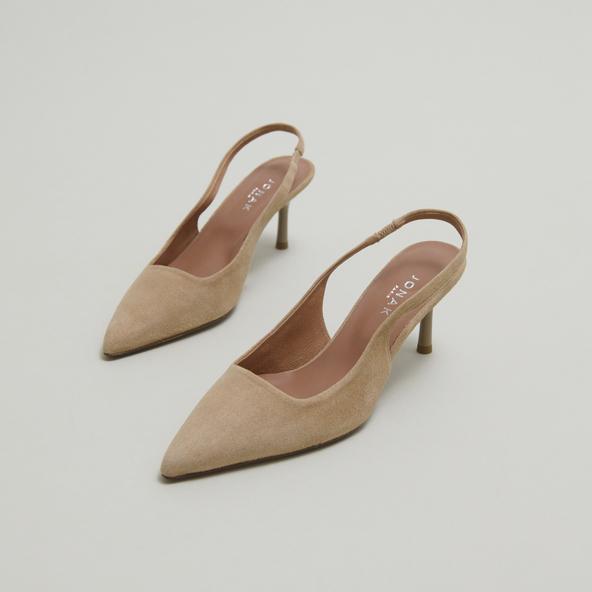 jonak Pointed-toe pumps in camel velvet DIAMANTINE