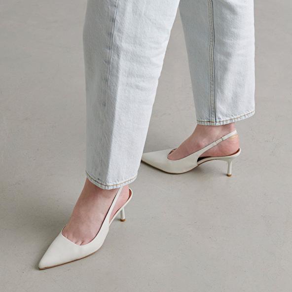 Jonak Pointed-toe Pumps In Ecru Leather DIAMANTINE