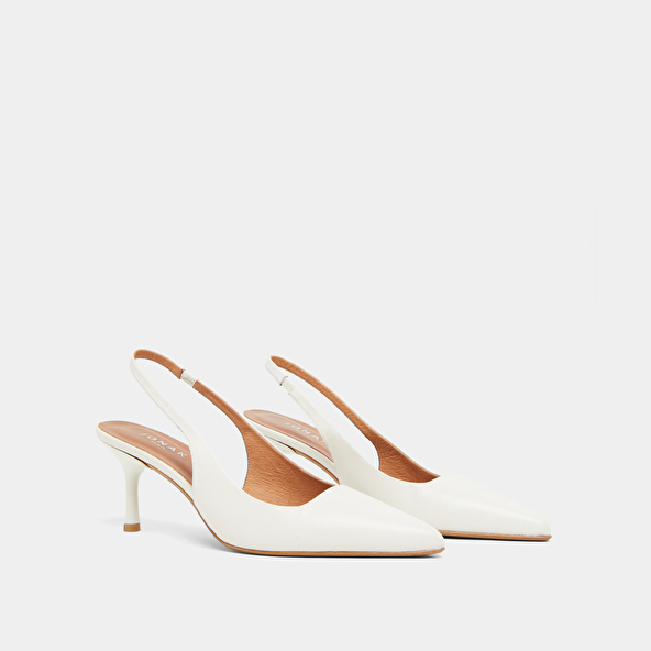 Jonak Pointed-toe Pumps In Ecru Leather DIAMANTINE
