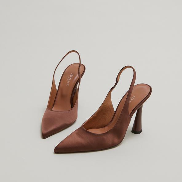 Jonak Pointed-toe Slingbacks In Brown Satin DRESSY