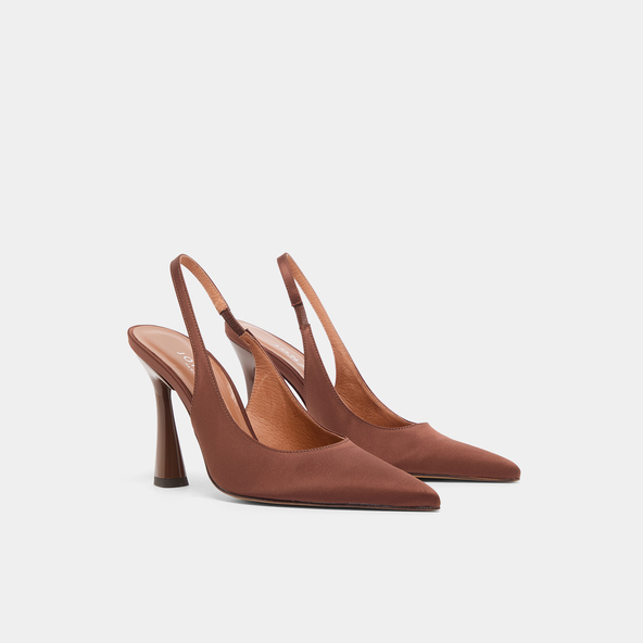 Jonak Pointed-toe Slingbacks In Brown Satin DRESSY