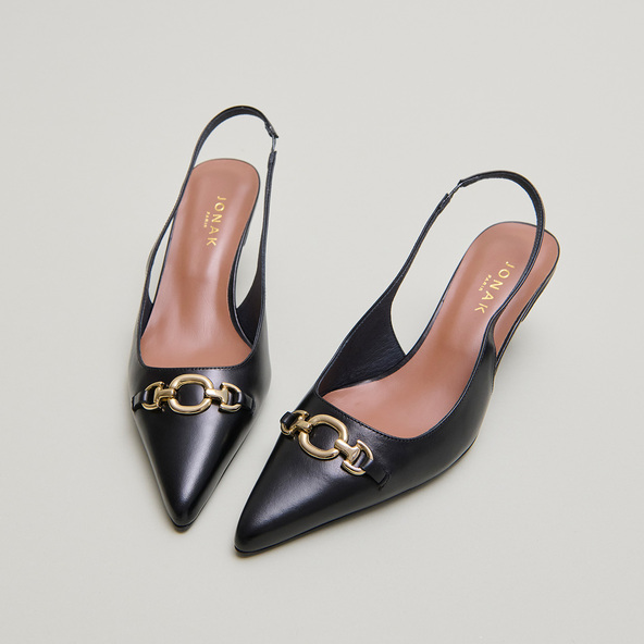 Jonak Pumps With Gold Bits In Black Leather DATURA