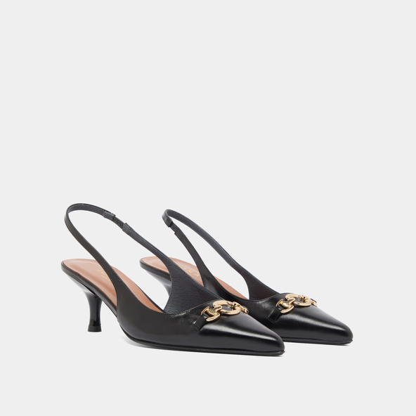 Jonak Pumps With Gold Bits In Black Leather DATURA