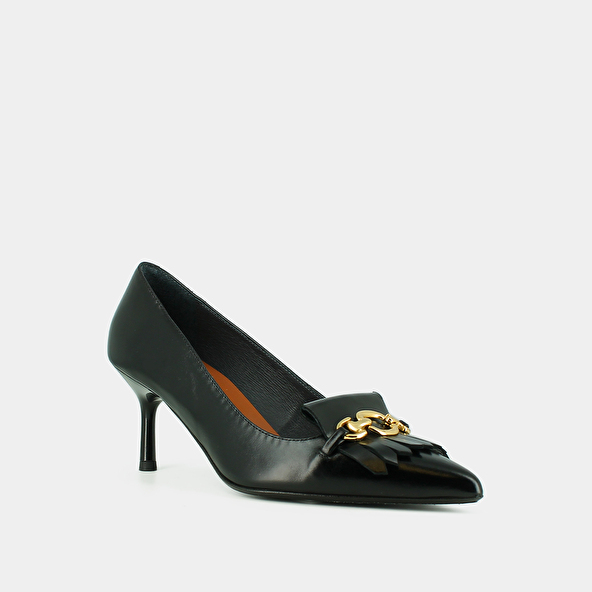Jonak Pumps With Gold Bits In Black Leather DELBA
