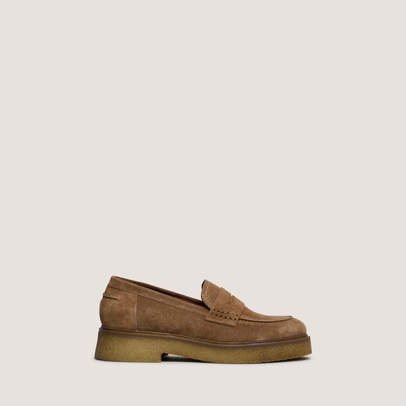Jonak Round-toe Loafers In Beige Suede MARION