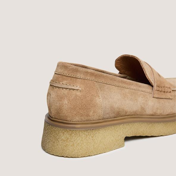 Jonak Round-toe Loafers In Beige Suede MARION