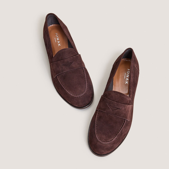 Jonak Round-Toe Loafers In Brown Suede THELMA