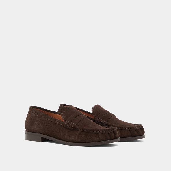 Jonak Round-toe Loafers In Dark Brown Suede DELICE