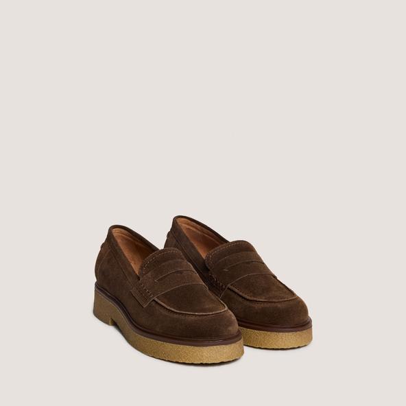Jonak Round-toe Loafers In Dark Brown Suede MARION