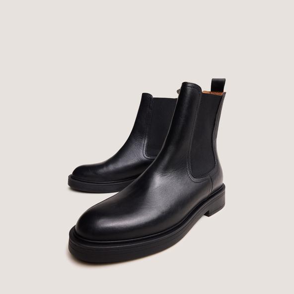 jonak Round-toe lowboots in black leather AGEN