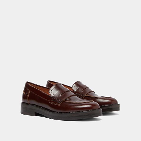 Jonak Round-toed Loafers In Brown Leather MIRNA