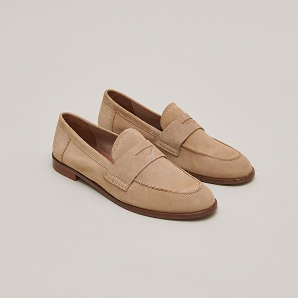 Jonak Round-toed Loafers In Camel Velvet THELMA