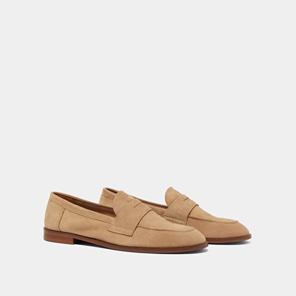 Jonak Round-toed Loafers In Camel Velvet THELMA