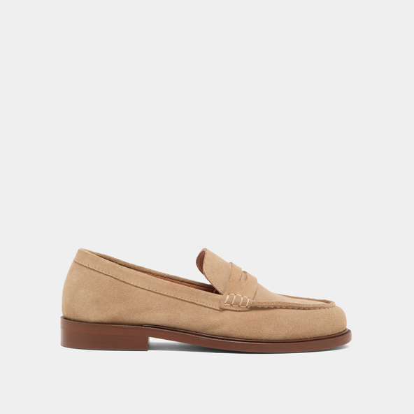 Jonak Rounded Toes Loafers In Beige Suede DRACULA
