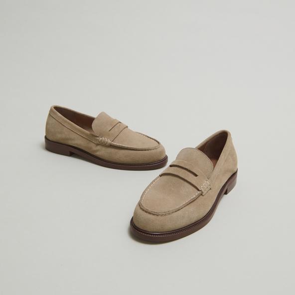 jonak Rounded toes loafers in beige suede DRACULA