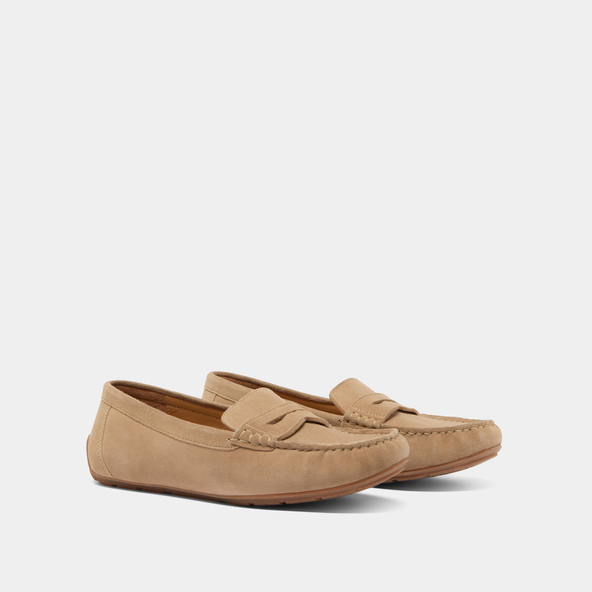 Jonak Ruched Loafers In Beige Velvet ANTONIA