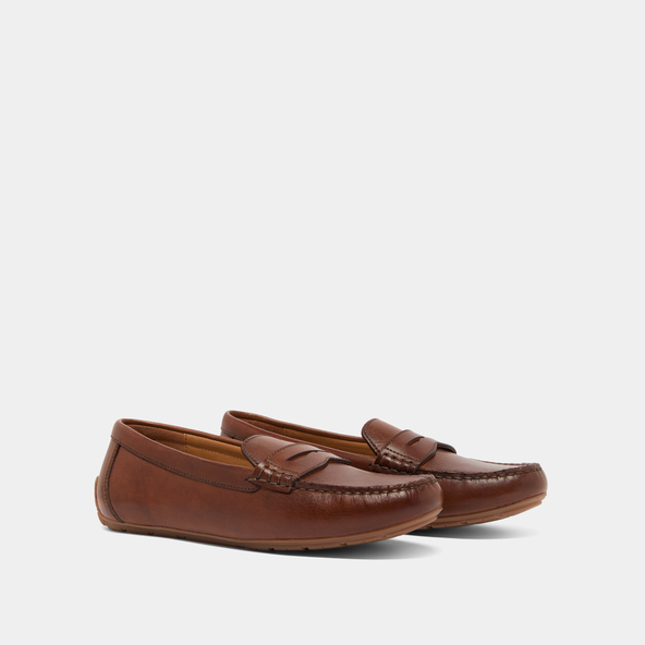 Jonak Ruched Loafers In Cognac Leather ANTONIA