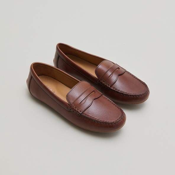 jonak Ruched loafers in cognac leather ANTONIA