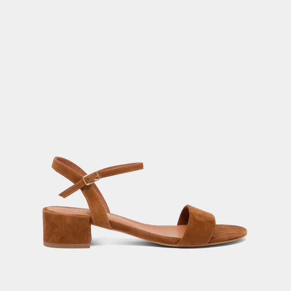 Jonak Sandals With Square Heel In Cognac Suede VIA