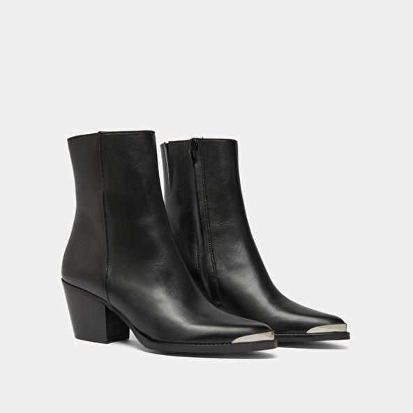 Jonak Silver-toe Boots In Black Leather DIODE