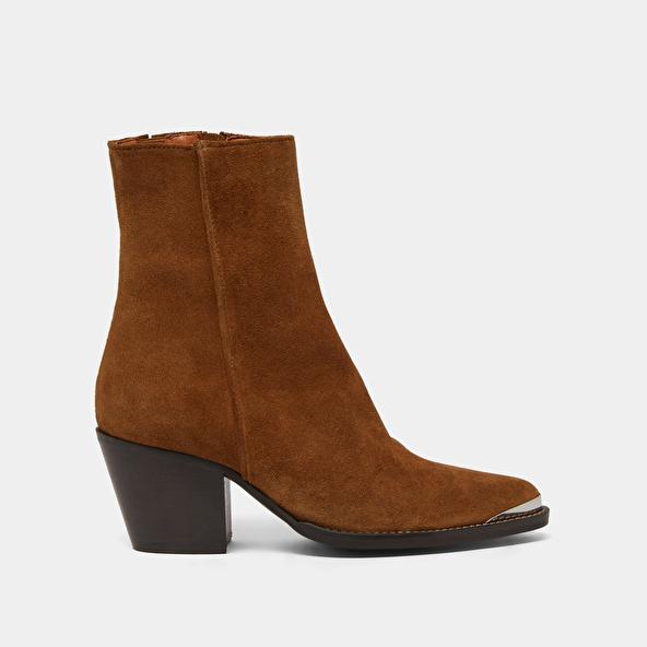 Jonak Silver-toe Lowboots In Cognac Suede DIODE