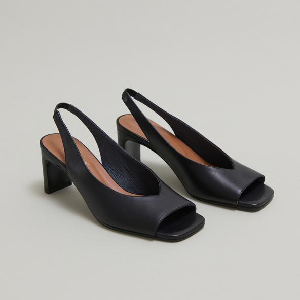 Jonak Slingback Pumps In Black Leather DICTON