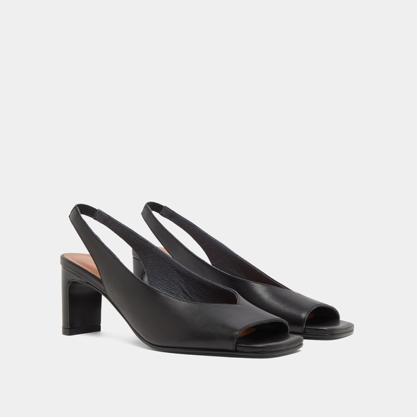 Jonak Slingback Pumps In Black Leather DICTON
