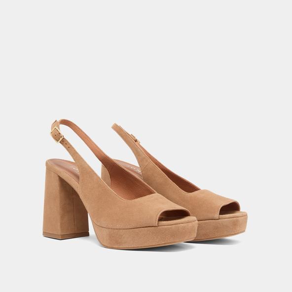 Jonak Slingback Pumps In Camel Velvet VLADIM