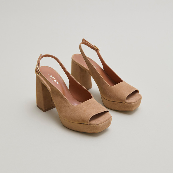 jonak Slingback pumps in camel velvet VLADIM