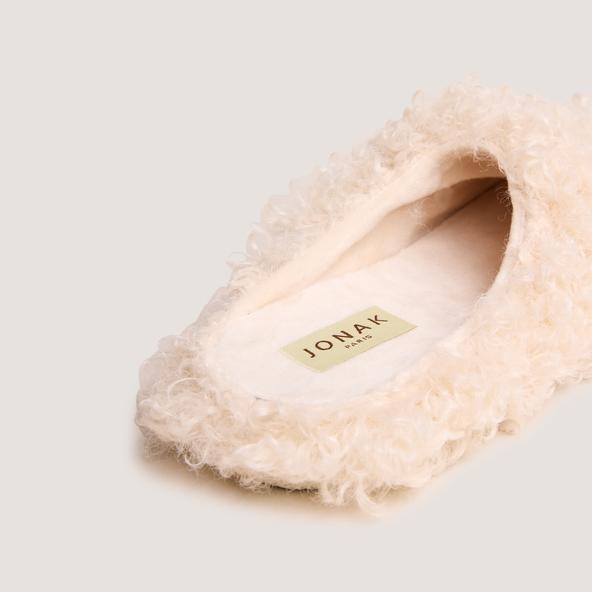 Jonak Slippers In Beige Fluffy Fabric JUDIE