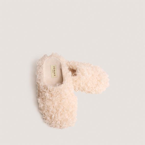 Jonak Slippers In Beige Fluffy Fabric JUDIE
