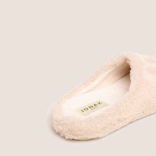 Jonak Slippers In Beige Fluffy Fabric JUDIE
