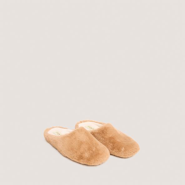 Jonak Slippers In Camel Fluffy Fabric JUDIE
