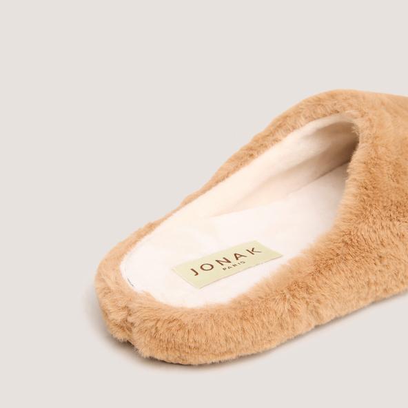 Jonak Slippers In Camel Fluffy Fabric JUDIE