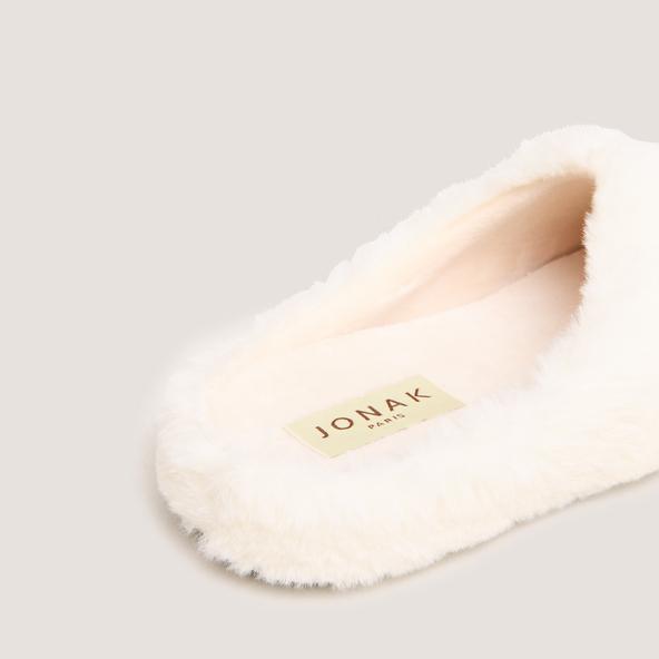 Jonak Slippers In Ecru Fluffy Fabric JUDIE
