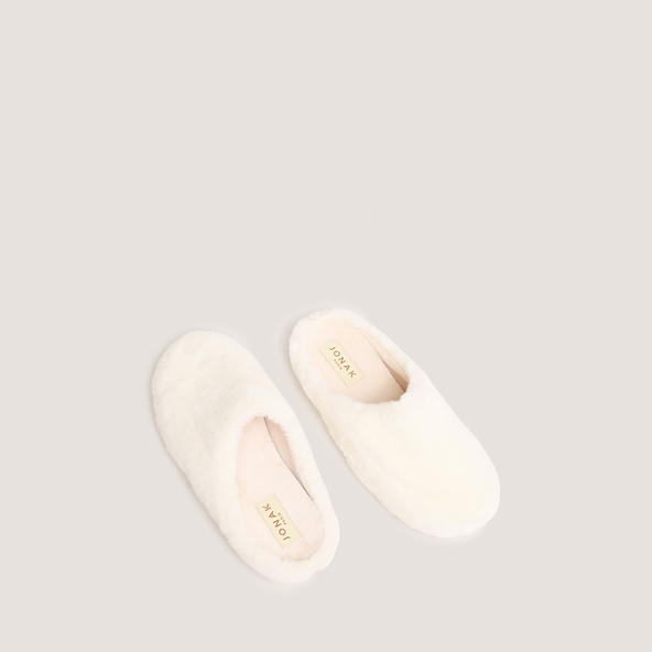 Jonak Slippers In Ecru Fluffy Fabric JUDIE