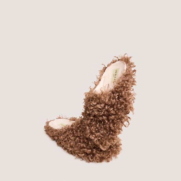 Jonak Slippers In Hazelnut Fluffy Fabric JUDIE