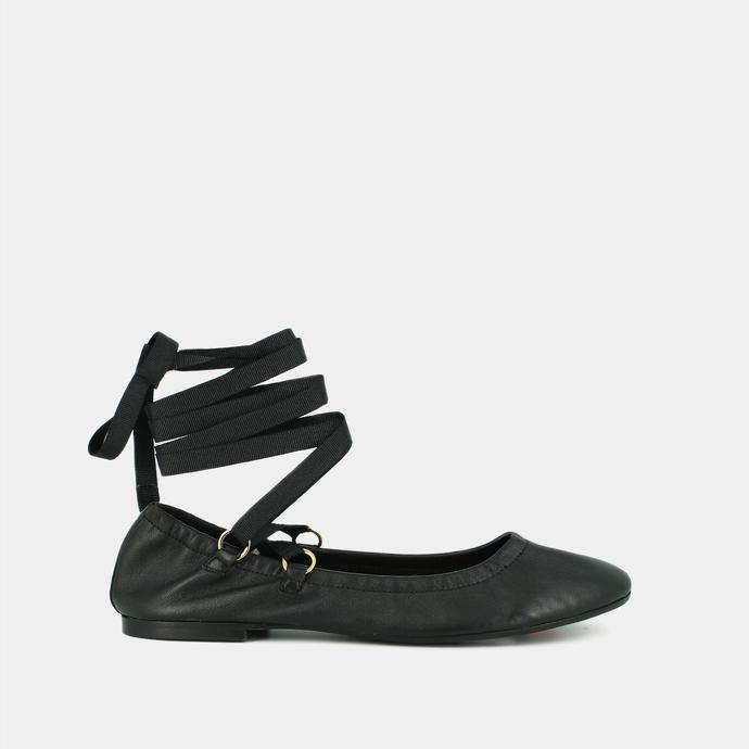 jonak Soft ballet flats in black leather DESIREUSE