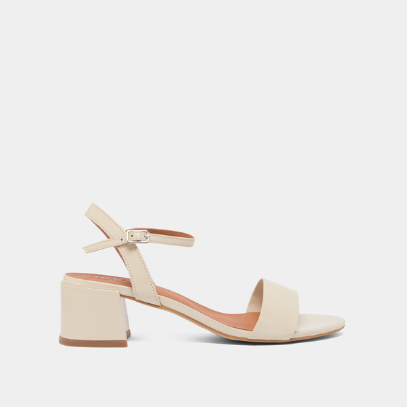Jonak Square Heel Sandals In Ecru Patent ANKER