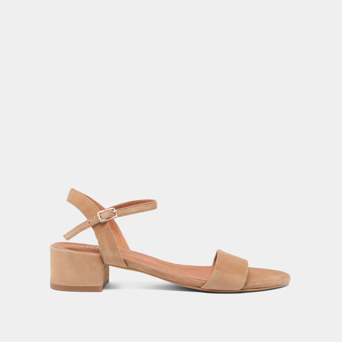 Jonak Square-heeled Sandals In Camel Velvet VIA
